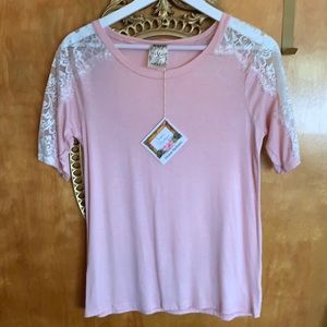 Pink wh lace. Thin T, soft